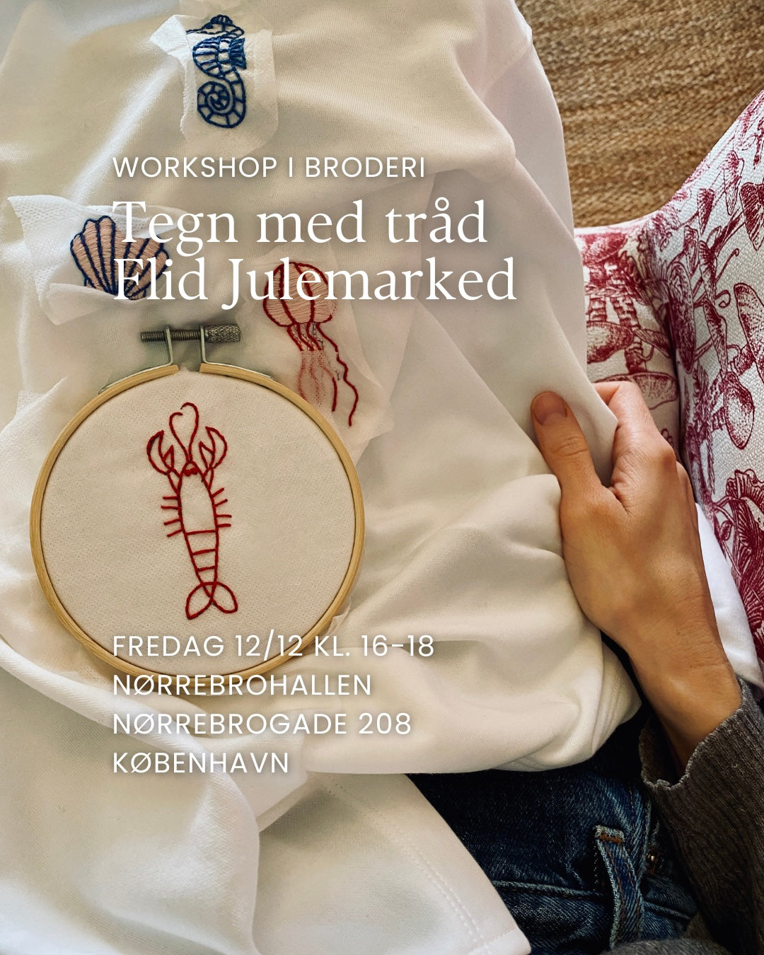 Workshop i broderi på Flid Julemarked